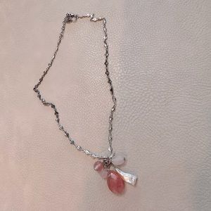 Vintage silver plated gem necklace!